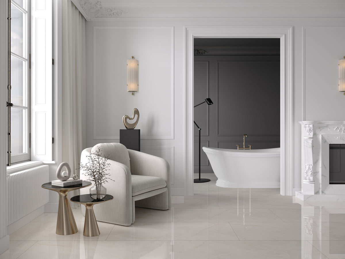 ginza ivory gloss porcelain 600x1200