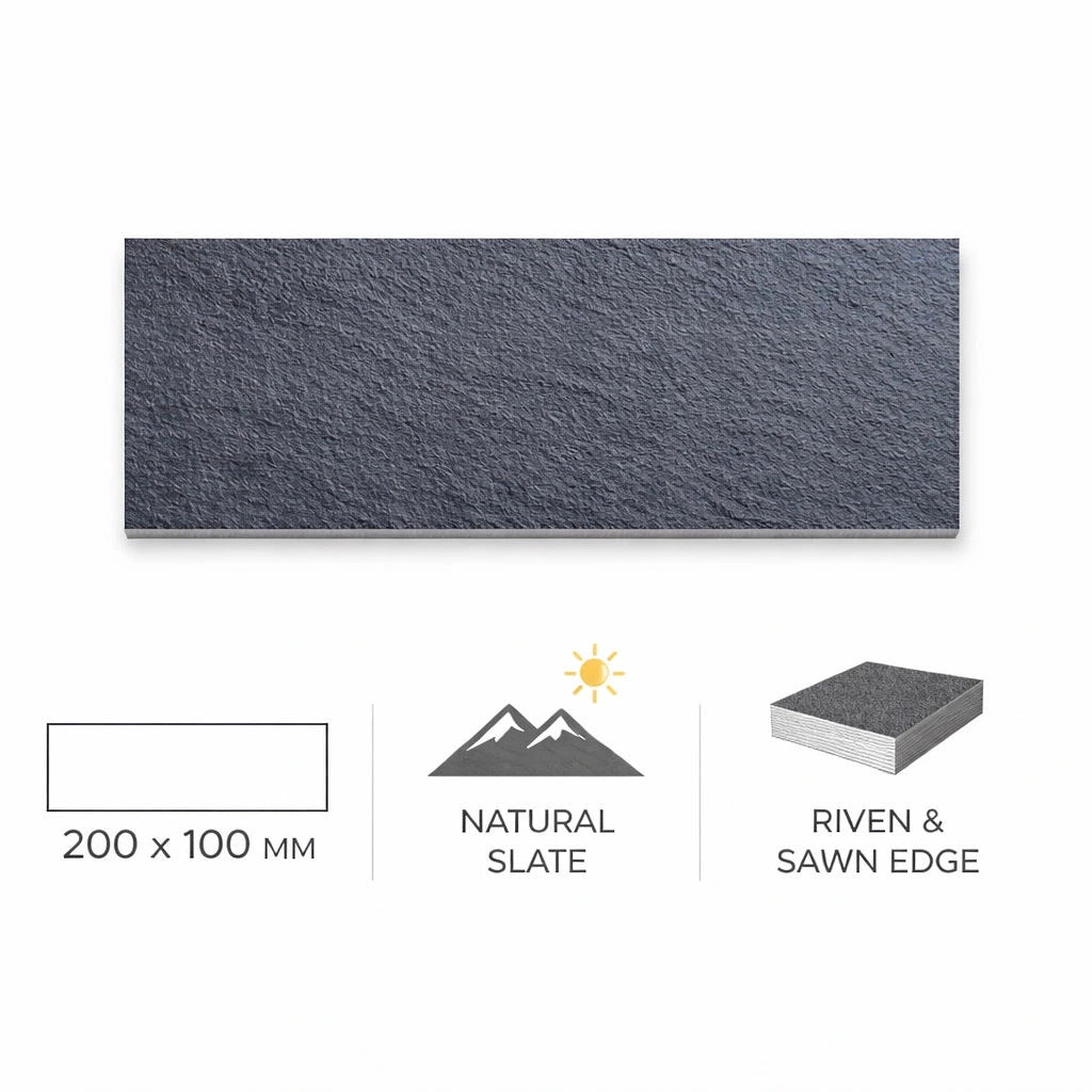 blue black slate riven sawn edge sample