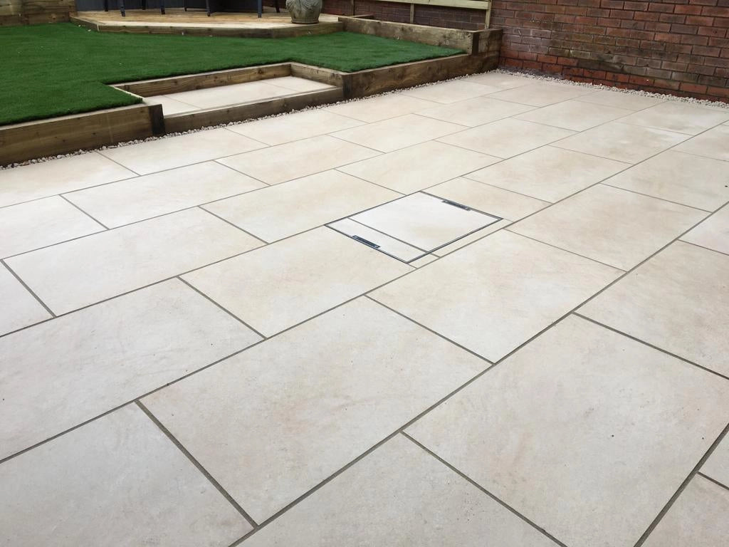 hammer stone beige porcelain paving 900x600