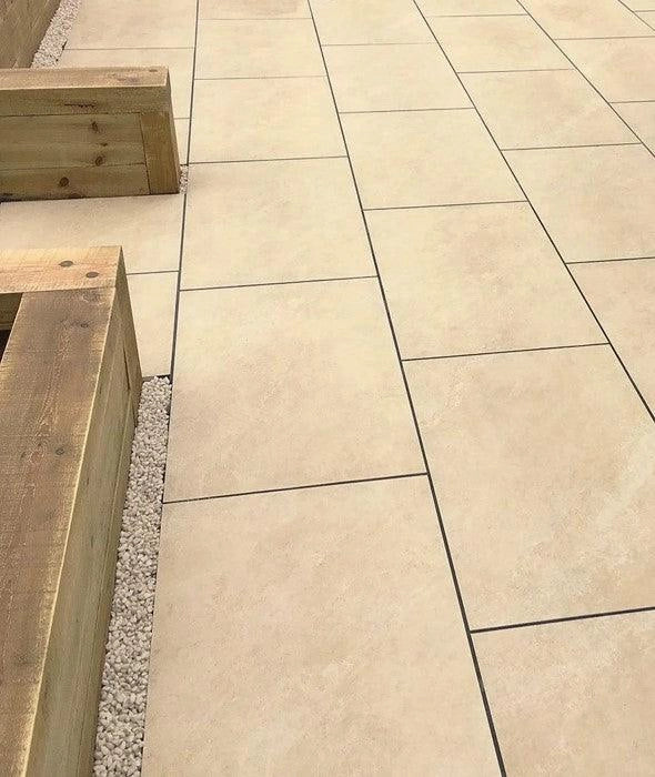 hammer stone beige porcelain paving 900x600