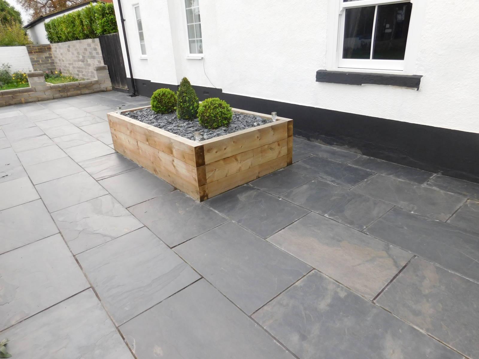 Blue Black Indian Slate Paving Slabs - Riven - Sawn Edge - Patio Pack - 20mm