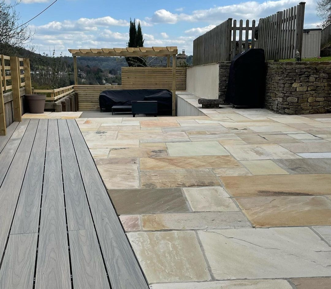 fossil mint sandstone paving patio pack