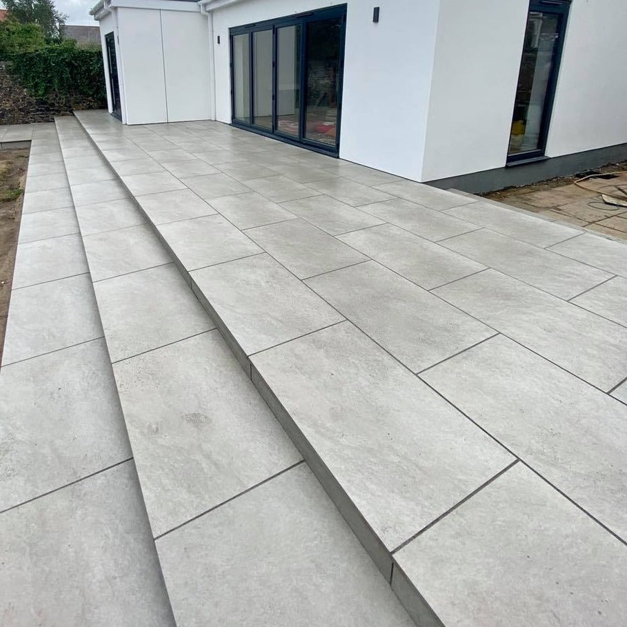 Hammerstone Grey Outdoor Porcelain Paving Tiles - 900x600 - 20mm