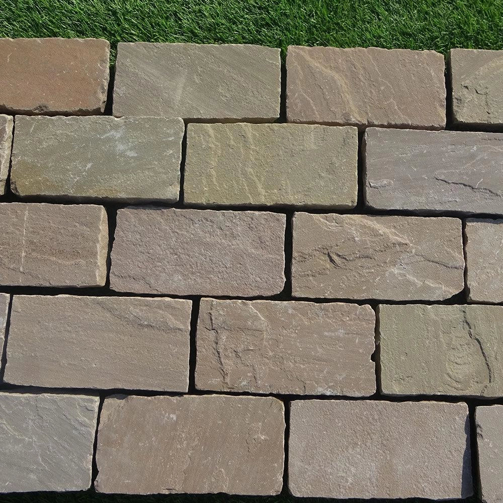 raj green sandstone setts handcut 20x10cm