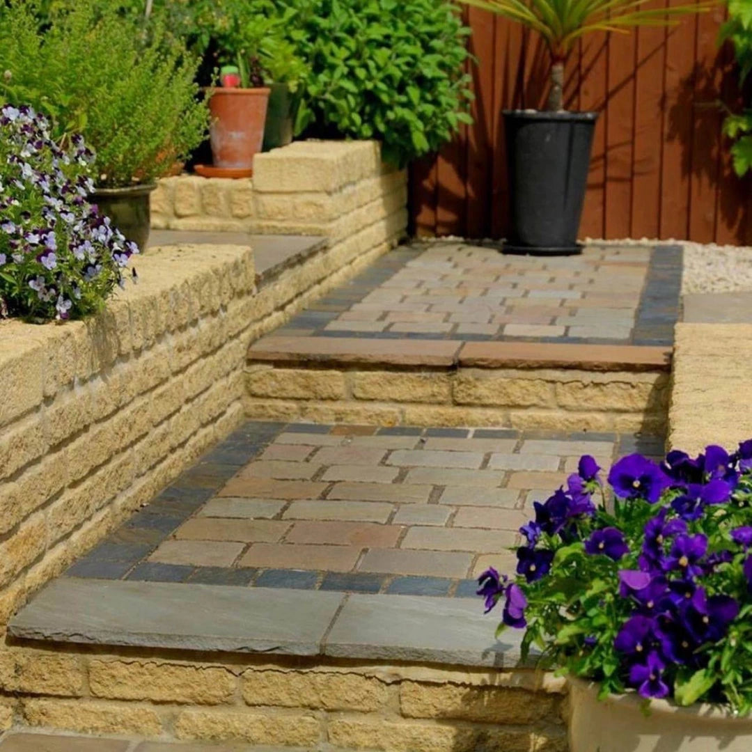 raj green sandstone setts handcut 20x10cm