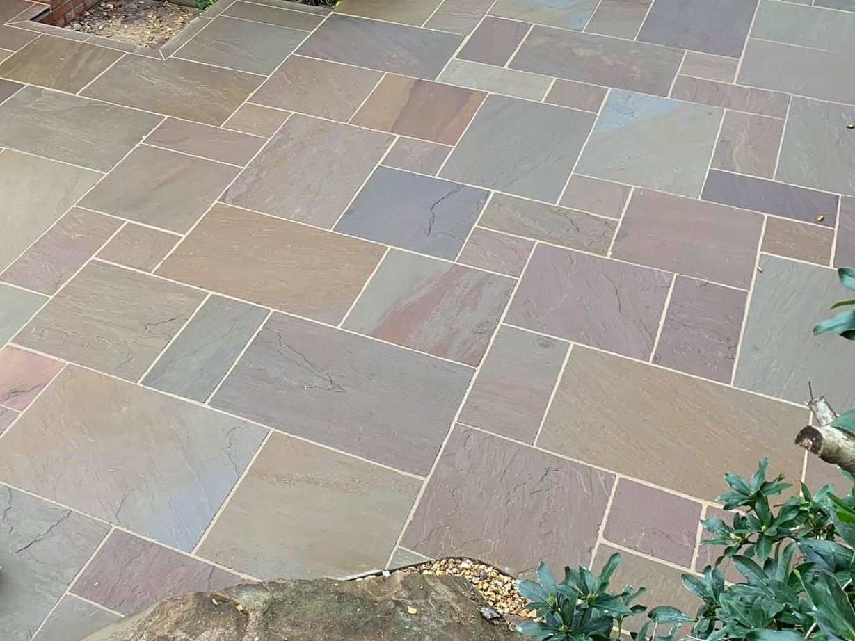 Raj Blend Indian Sandstone Paving Slabs - Riven - Patio Pack - 22mm