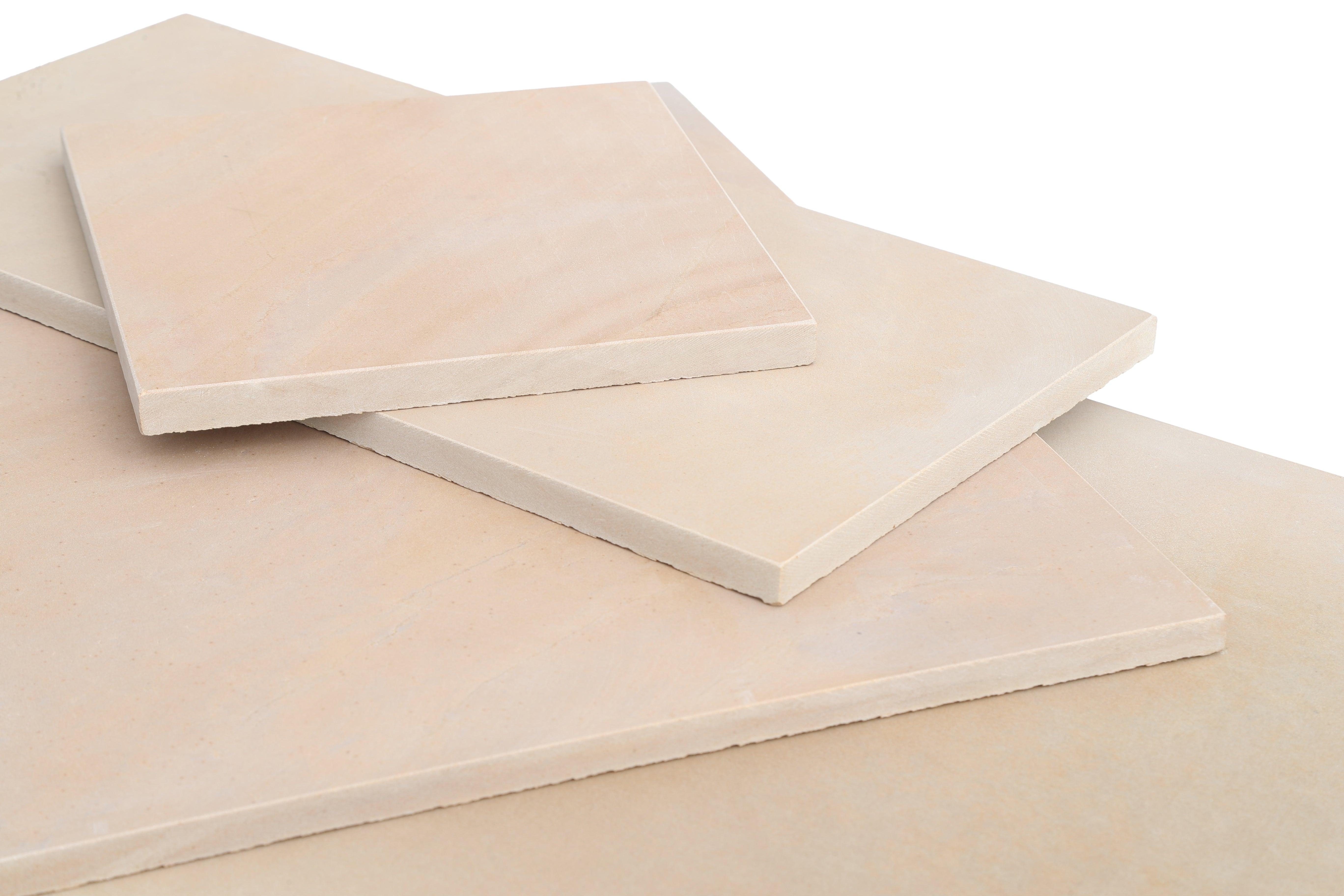 Rippon Buff Indian Sandstone Paving Slabs - Sawn & Honed - Patio Pack - 11.90sqm - 20mm - Smooth Paving