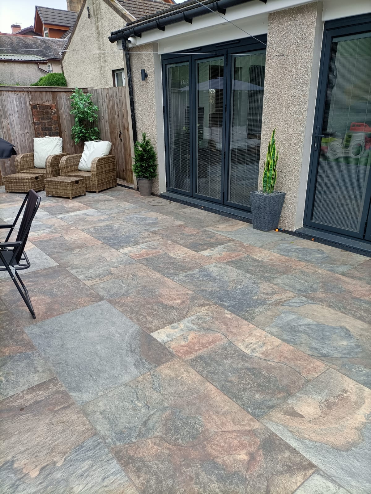 rustic slate porcelain paving