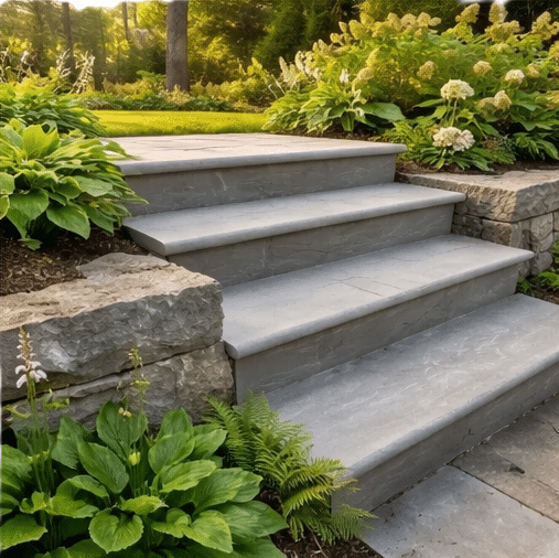 kandla grey sandstone bullnose steps coping 900x400x40