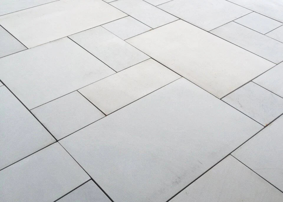 Kandla Grey Indian Sandstone Paving Slabs - Sawn & Honed - Patio Pack - 11.90sqm - 20mm - Smooth Paving