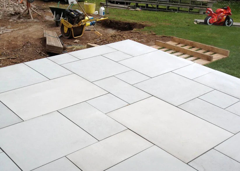 Kandla Grey Indian Sandstone Paving Slabs - Sawn & Honed - 600x600 - 20mm - Smooth Paving