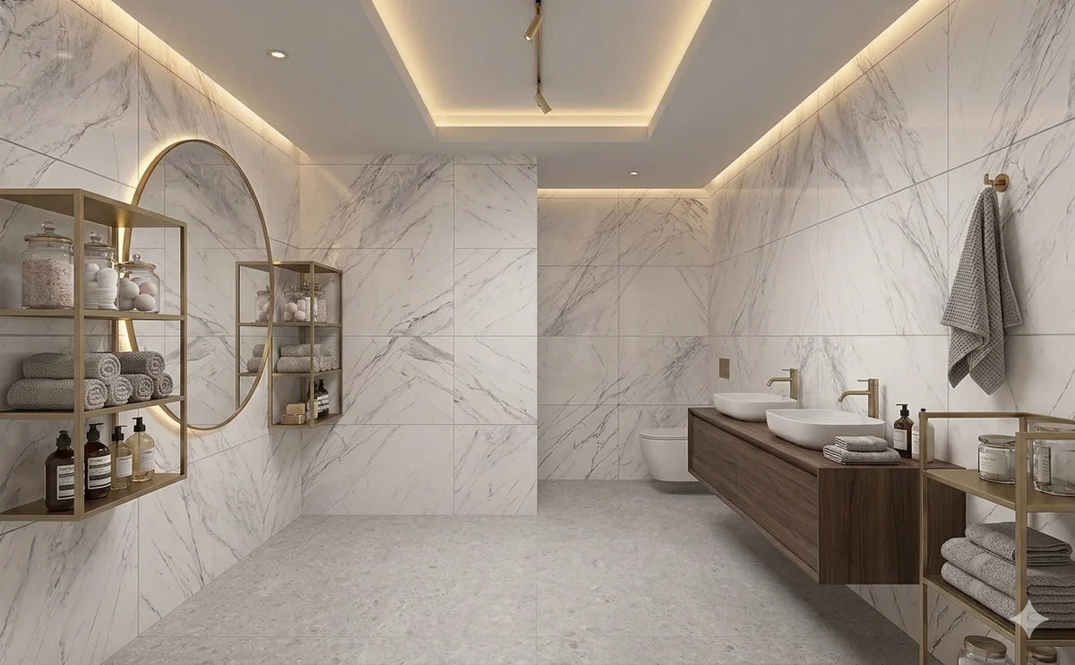 rigel light grey marble effect matt porcelain 600x1200