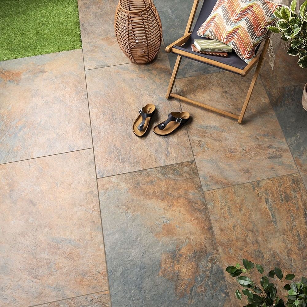 Rustic Slate Outdoor Porcelain Paving Tiles - 900x600 - 20mm