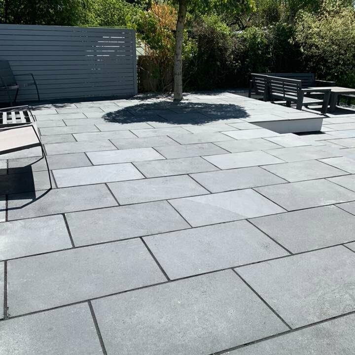 Kota Blue Indian Limestone Paving Slabs - Riven - Sawn Edge - 900x600 - 22mm