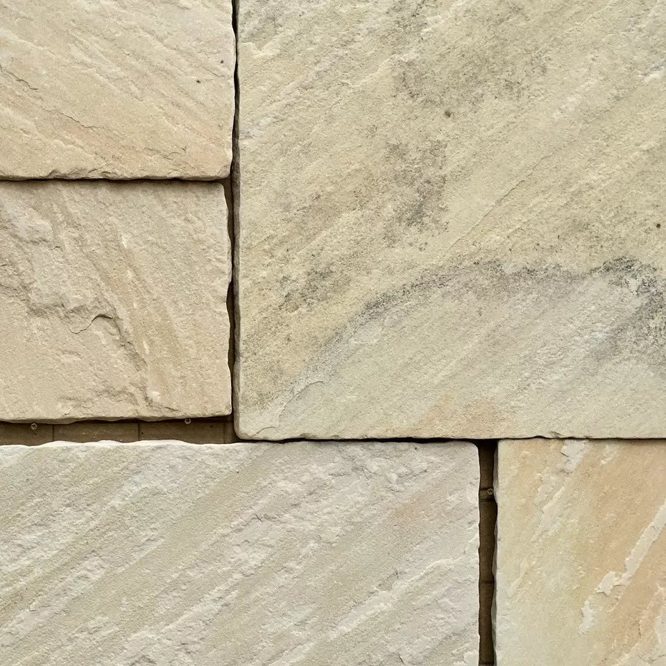 Mint Indian Sandstone Paving Slabs - Riven - Patio Pack - 22mm - UniversalPaving