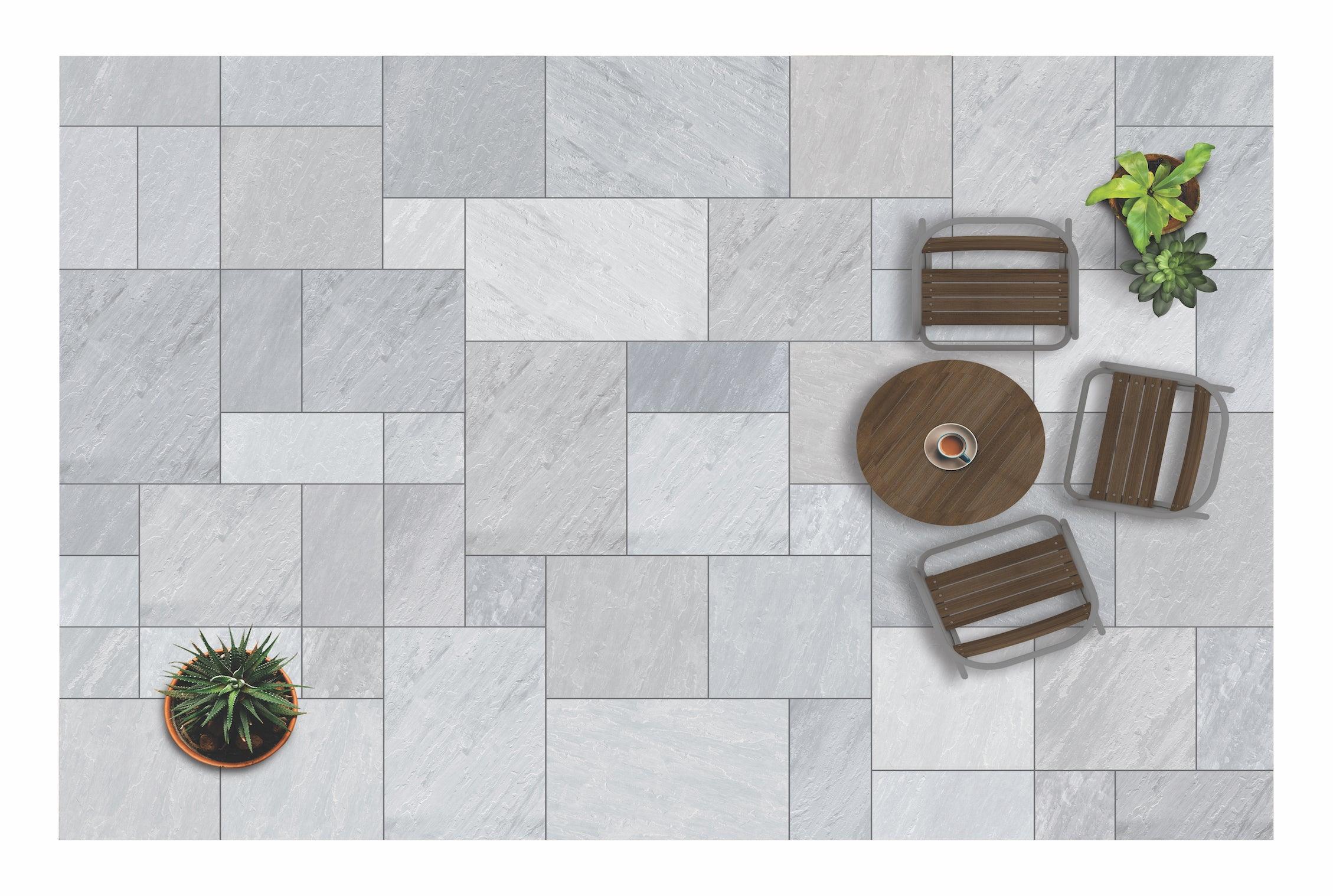 Kandla Grey Outdoor Porcelain Paving Tiles - Mix Pack - 21.06sqm - 20mm - UniversalPaving