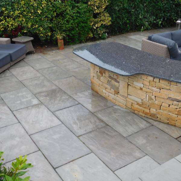 Kandla Grey Indian Sandstone Paving Slabs - Riven - 600x300 - 22mm