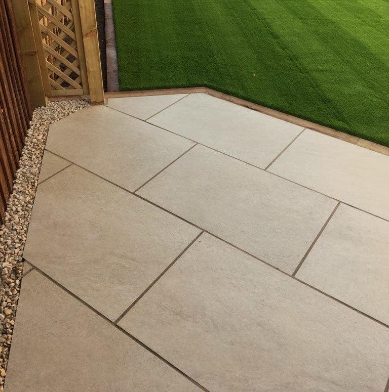 Hammerstone Beige Outdoor Porcelain Paving Tiles - 900x600 - 20mm