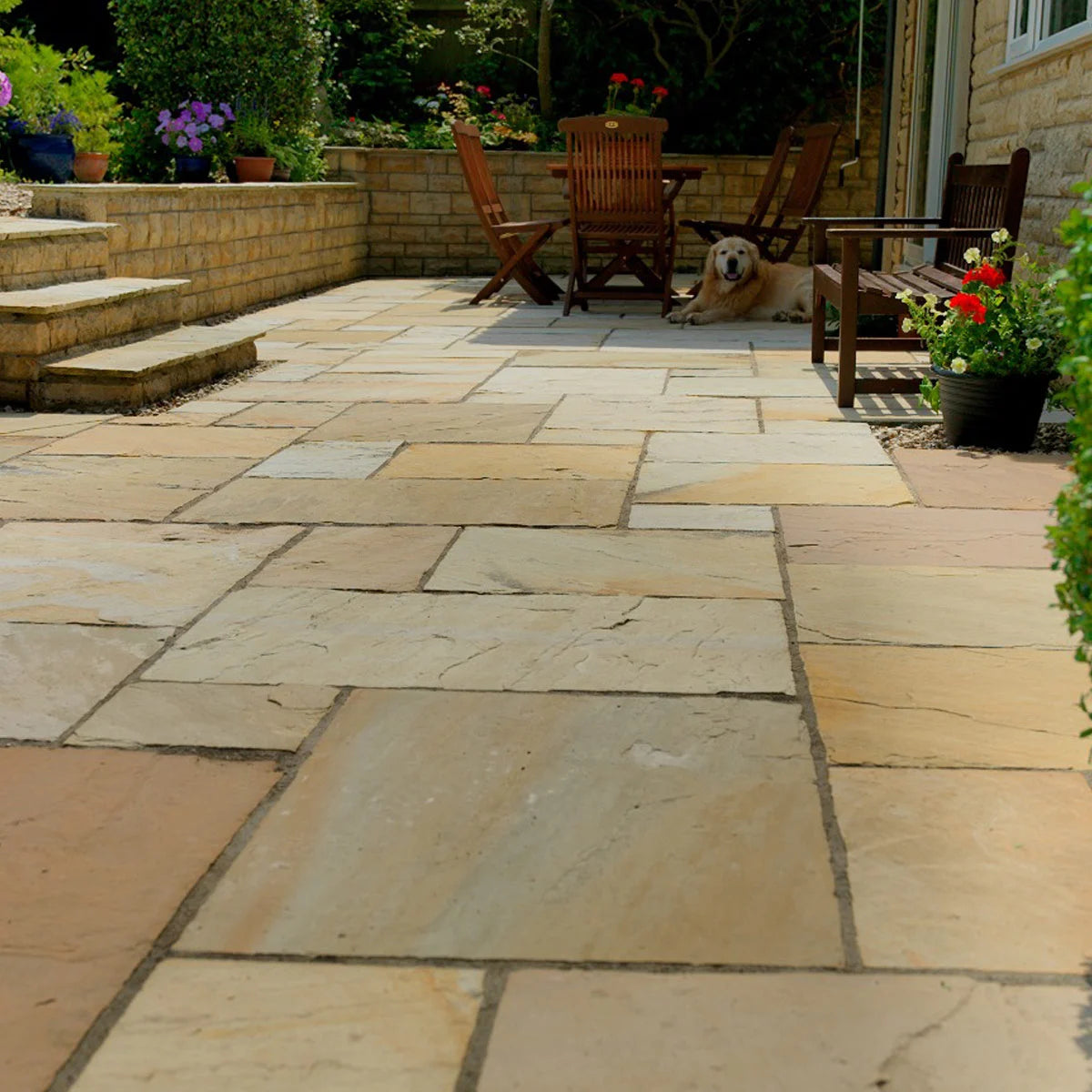 raj blend sandstone paving patio pack