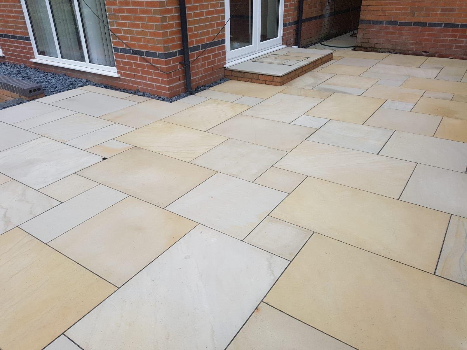 Fossil Mint Indian Sandstone Paving Slabs - Sawn & Honed - 900x600 - 20mm - Smooth Paving - UniversalPaving