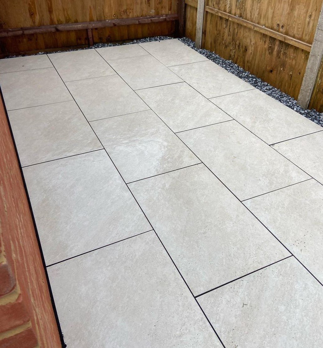 Quartz White Outdoor Porcelain Paving Tiles - 900x600 - 20mm