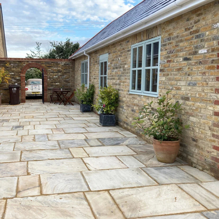Ethically sourced Indian sandstone paving slabs for UK customers