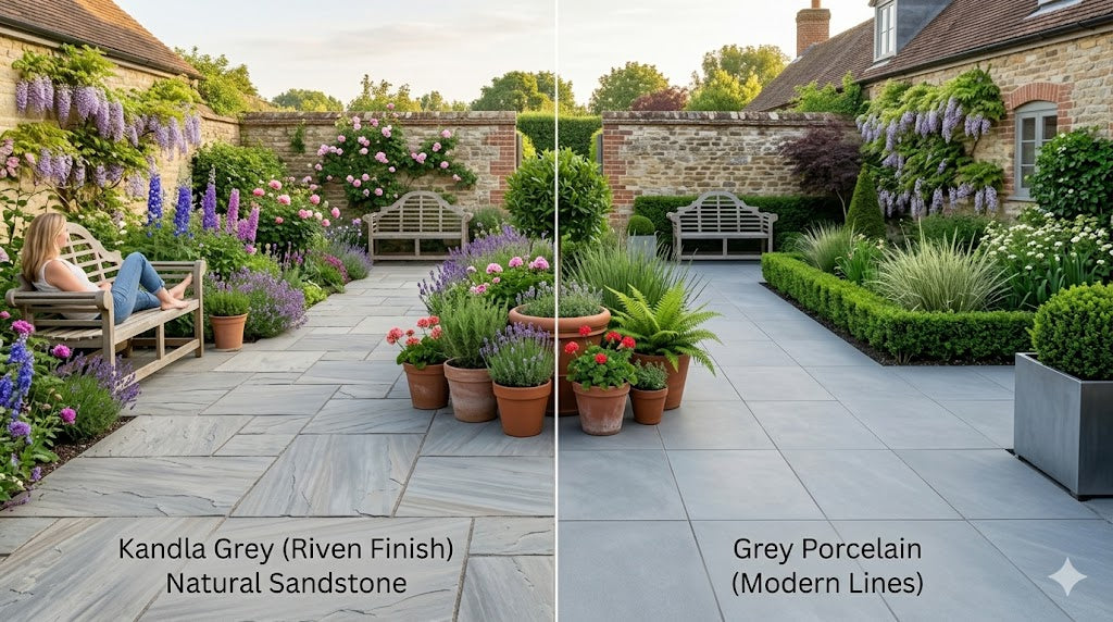 Indian Sandstone vs Porcelain Paving