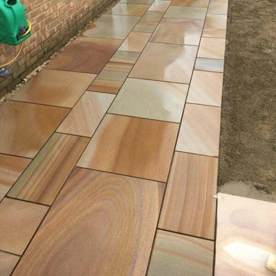 Rippon Buff Indian Sandstone Paving Slabs - Sawn & Honed - Patio Pack - 20mm - Smooth Paving
