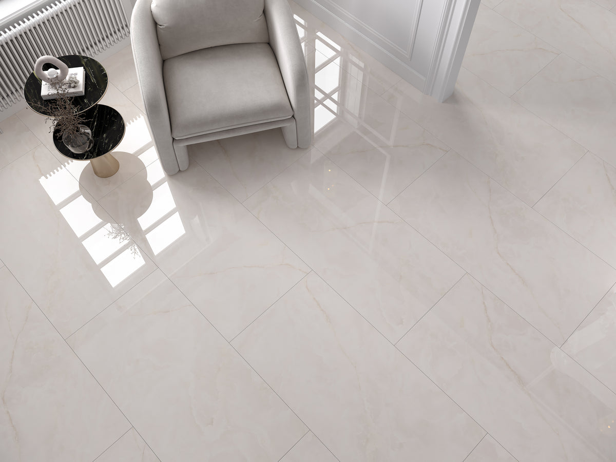 ginza ivory gloss porcelain 600x1200