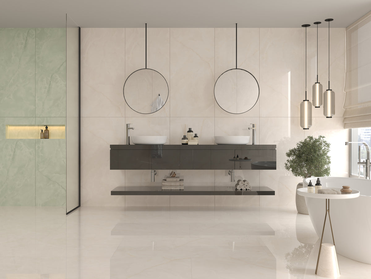 ginza ivory gloss porcelain 600x1200