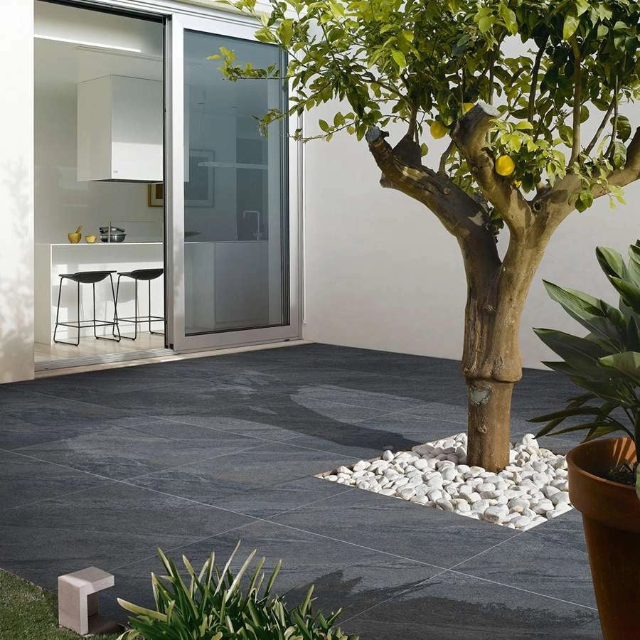 anthracite black porcelain paving 600x600