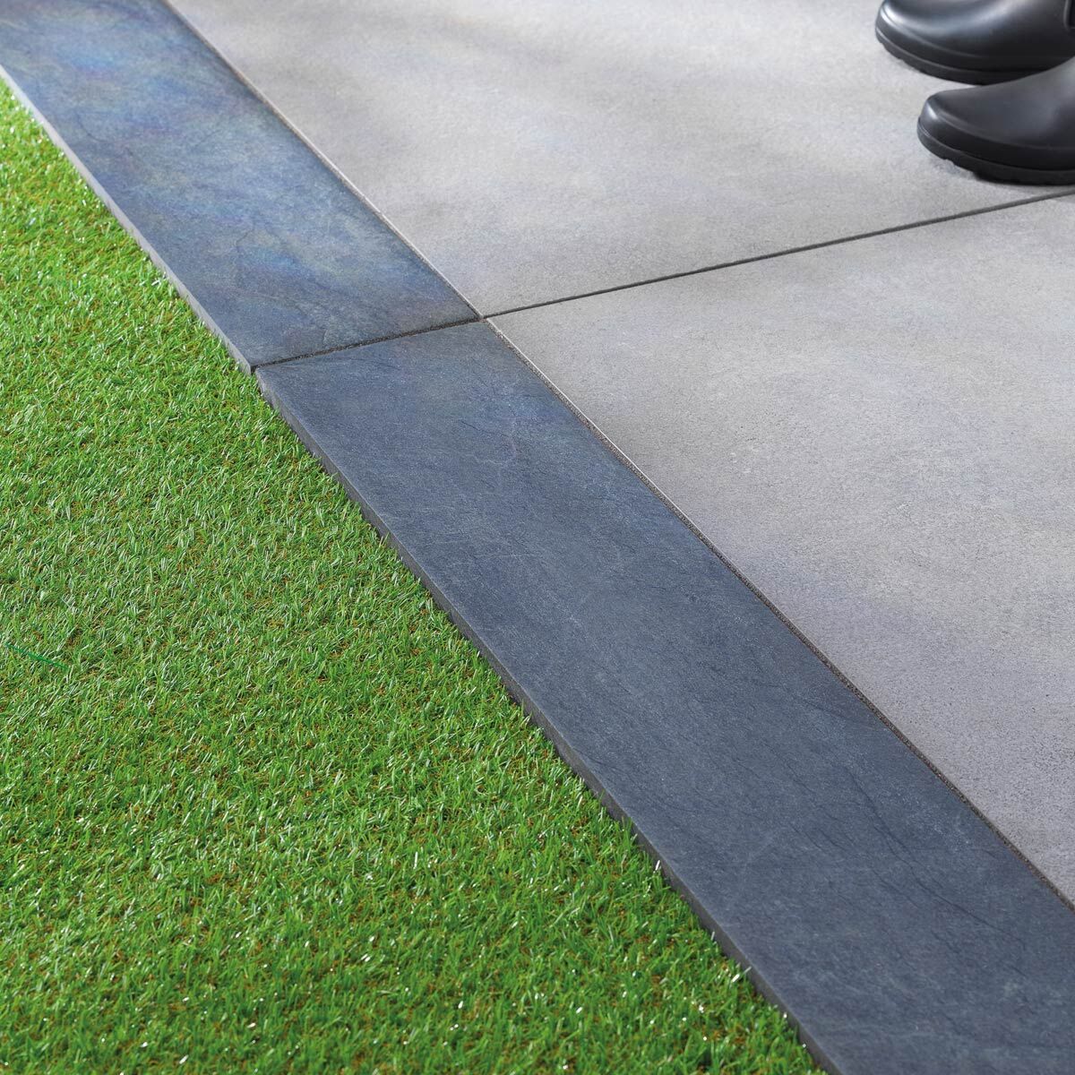 Tile Ramp Edging Quartz White Outdoor Porcelain Edging - 900x200 - 20mm