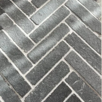 Kadapa Black Limestone Tumbled Pavers - 200x50x40mm