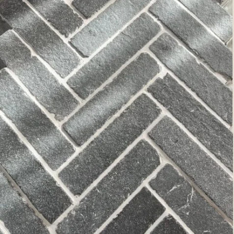 Kadapa Black Limestone Tumbled Pavers - 200x50x40mm