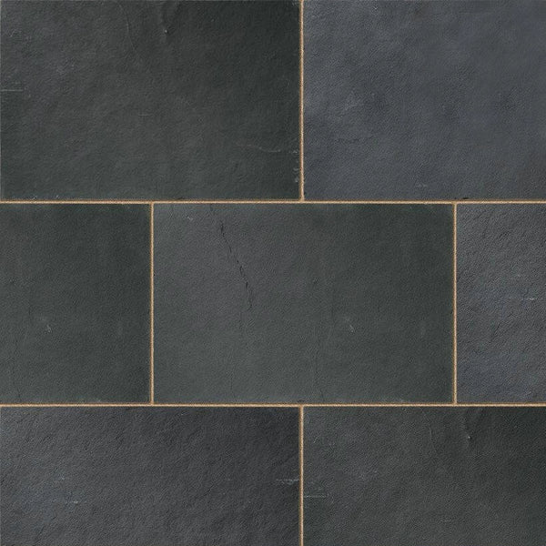 Kadapa Black Indian Limestone Paving Slabs - Riven - Sawn Edge - 900x600 - 22mm