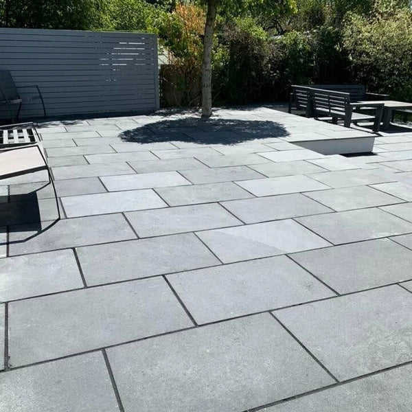 Kota Blue Indian Limestone Paving Slabs - Riven - 900x600 - 22mm _hidden Kota Blue Indian Limestone Paving Slabs - Riven - 900x600 - 22mm TWO