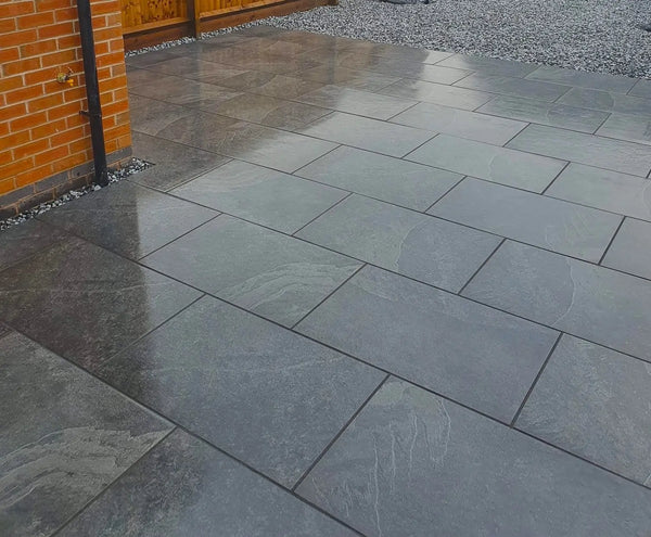 Black Slate Outdoor Porcelain Paving Tiles - 900x600 - 20mm
