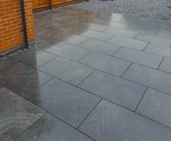 Brazilian Black Slate Outdoor Porcelain Paving Tiles - 900x600 - 20mm