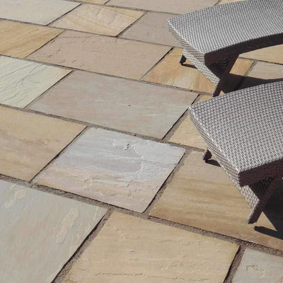 Rippon Buff Indian Sandstone Paving Slabs - Riven - 900x600 - 22mm