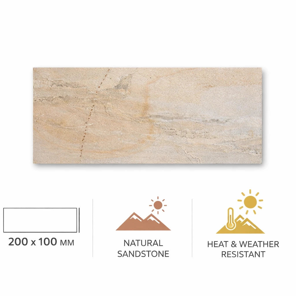 buff riven sandstone paving sample