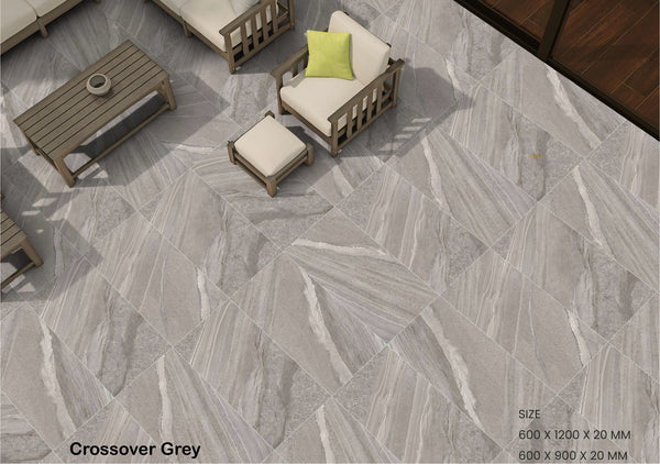 Crossover Grey Outdoor Porcelain Paving Tiles - 900x600 - 20mm