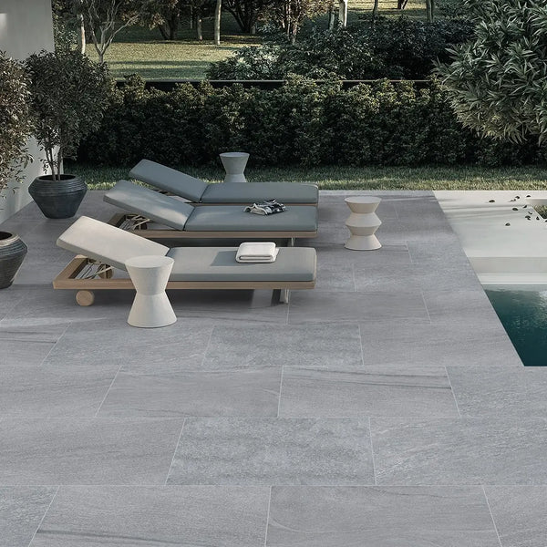 Everest Grey Outdoor Porcelain Paving Tiles - 900x600 - 20mm