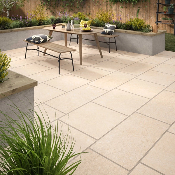 Everest Beige Outdoor Porcelain Paving Tiles - 1200x600 - 20mm