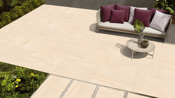 Everest Beige Outdoor Porcelain Paving Tiles - 1200x600 - 20mm