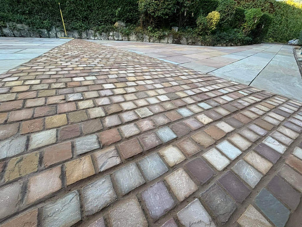 Raj Green Cobbles - Handcut - 100x100 - 40-50 mm