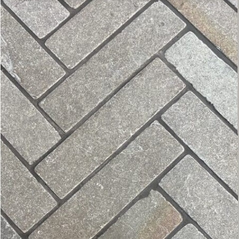 Tandur Grey Limestone Tumbled Pavers - 200x50x40mm