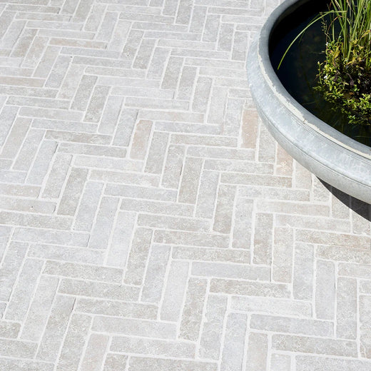 Tandur Grey Limestone Tumbled Pavers - 200x50x40mm