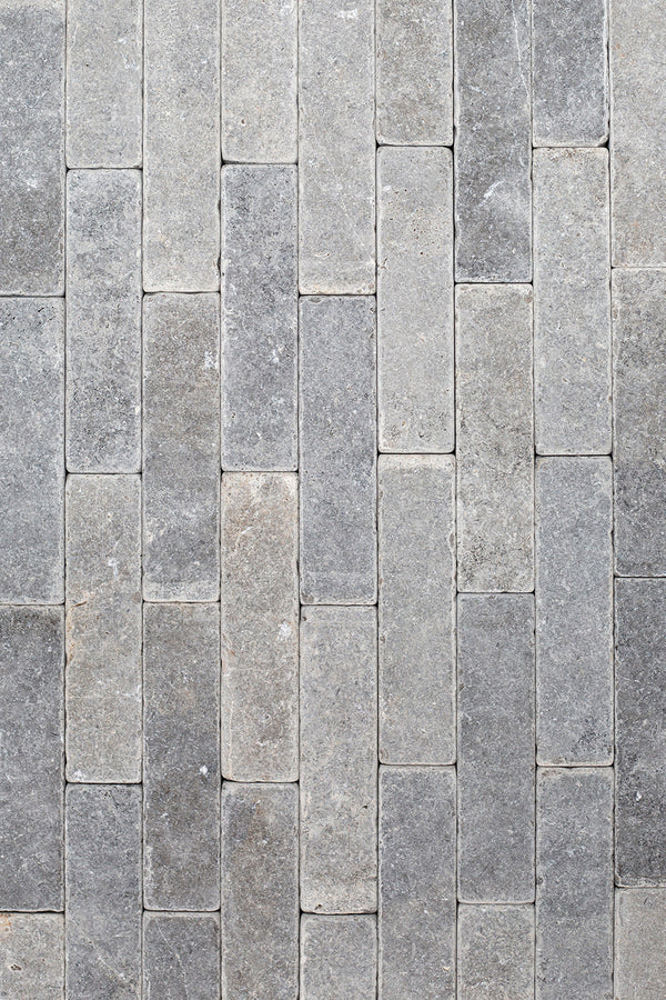 Tandur Grey Limestone Tumbled Pavers - 200x50x40mm