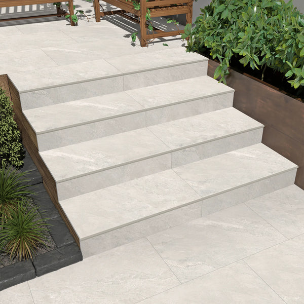 Himalayan White Porcelain Bullnose Steps & Risers - 900x450 - 20mm