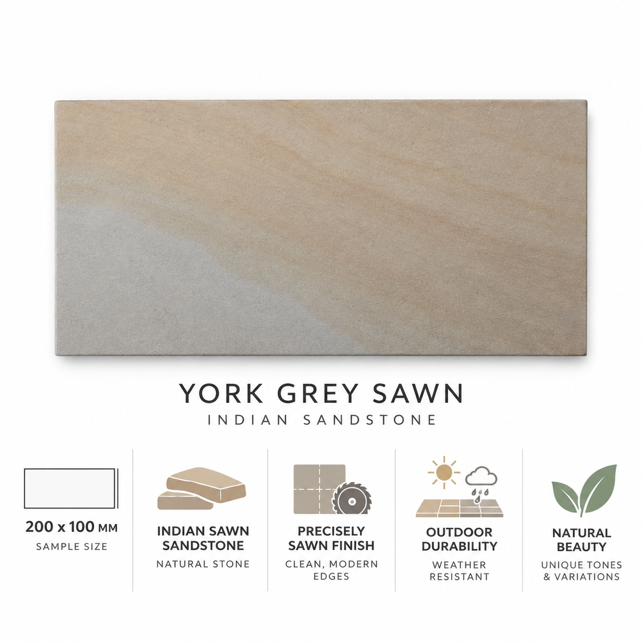 york grey sandstone paving sawn honed sample